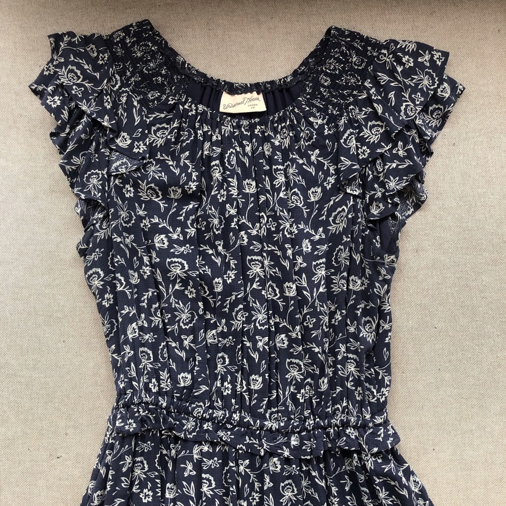 Blue and White Floral Universal Thread Long Midi Dress Sz S